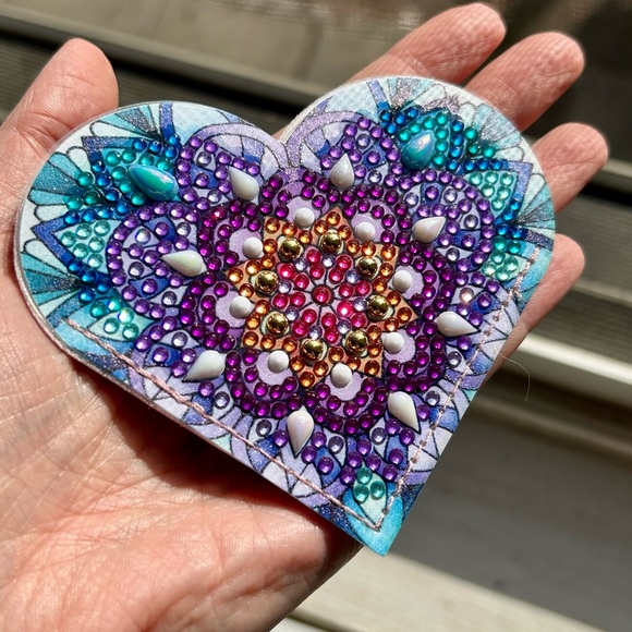 Diamond Art HEART 08 Corner Bookmark, Colorful, Sparkly (BLUE, PURPLE, PINK) - Picture 15 of 15